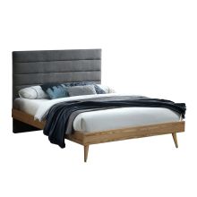 Bed ROMAN 160x200cm, grey fabric/oak