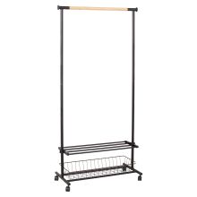 Clothes hanger trolley FOREST 80x36xH165cm, black/natural