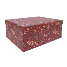 Box ARIEL-1, with a lid 37,5x29xH16cm, red/gold