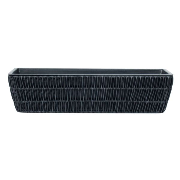 Flower box WICKER 60x19xH15cm, black