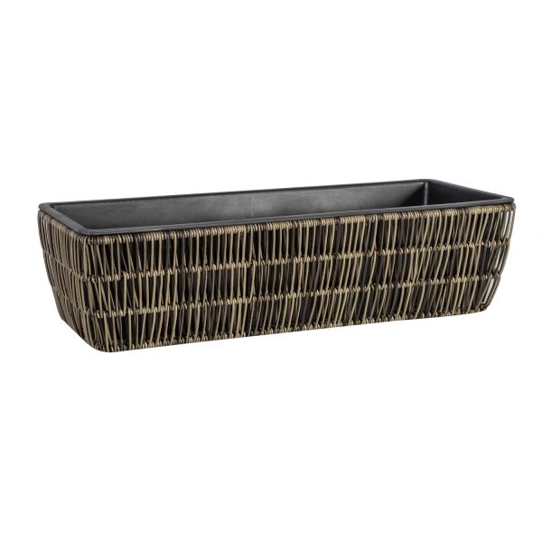 Flower box WICKER 60x19xH14cm, brown