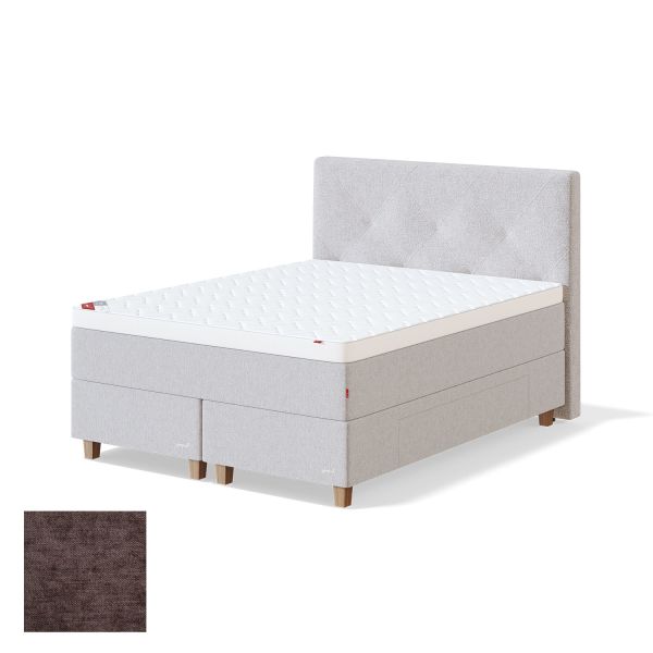 Continental bed with drawer BLACK CONTINENTAL BOLSHOI 160x200cm, soft, brown