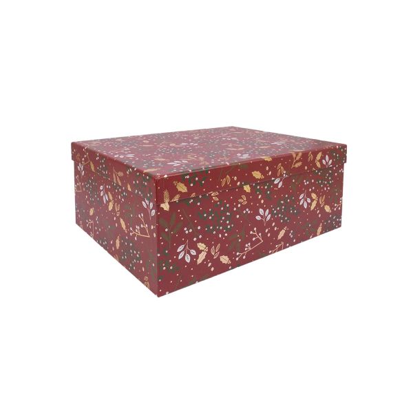 Box ARIEL-5, with a lid 29x22xH12,5cm, red/gold