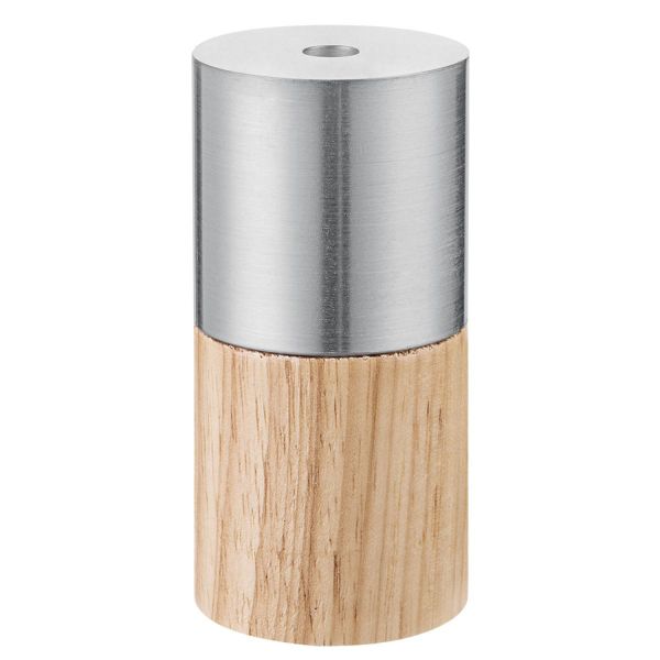 Bulb socket E27 D5,2xH10cm, silver metal/wood