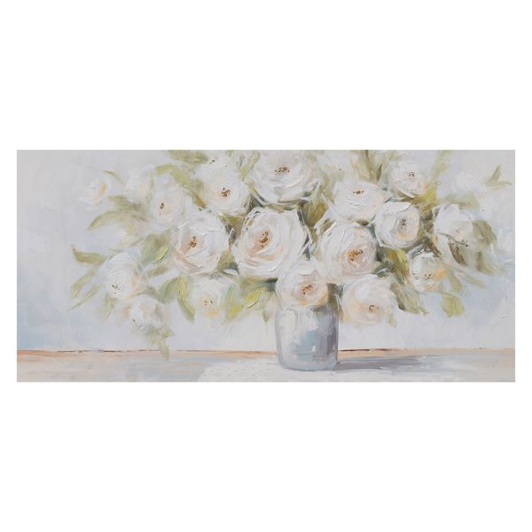 Oil painting 70x150cm, flowers and vase