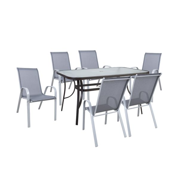 Garden furniture set DUBLIN table and 6 chairs, grey