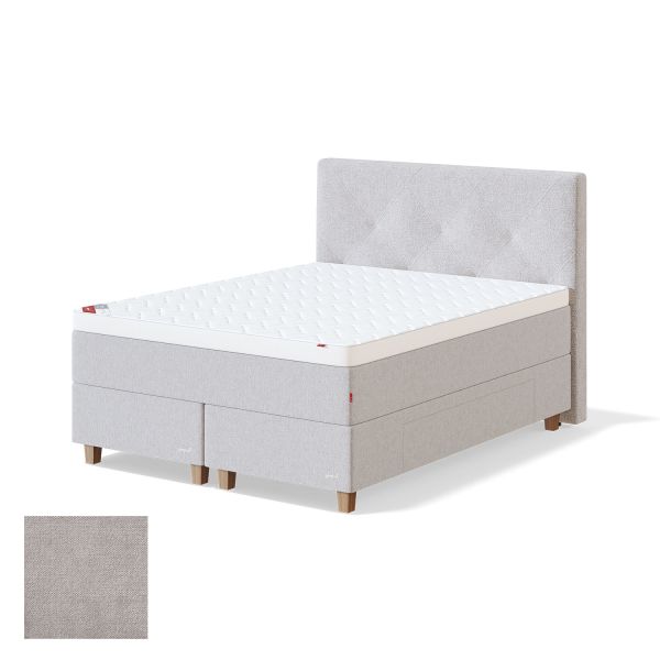 Continental bed with drawer BLACK CONTINENTAL BOLSHOI 160x200cm, soft, light grey