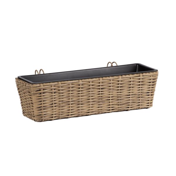 Balcony flower box WICKER 60x20xH17cm, beige