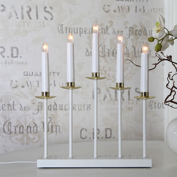 Candlestick GRETA H37cm, white