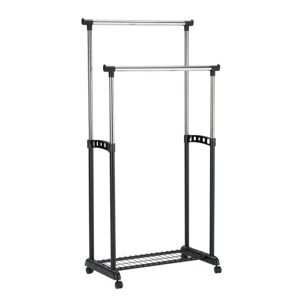Clothes hanger trolley FRY 83x43xH93,5-168cm, black/chrome