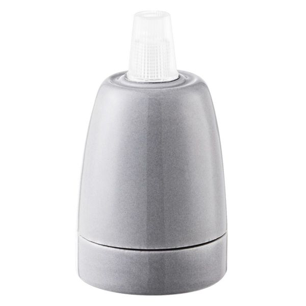 Bulb socket E27 D4,6xH8,2cm, grey porcelain