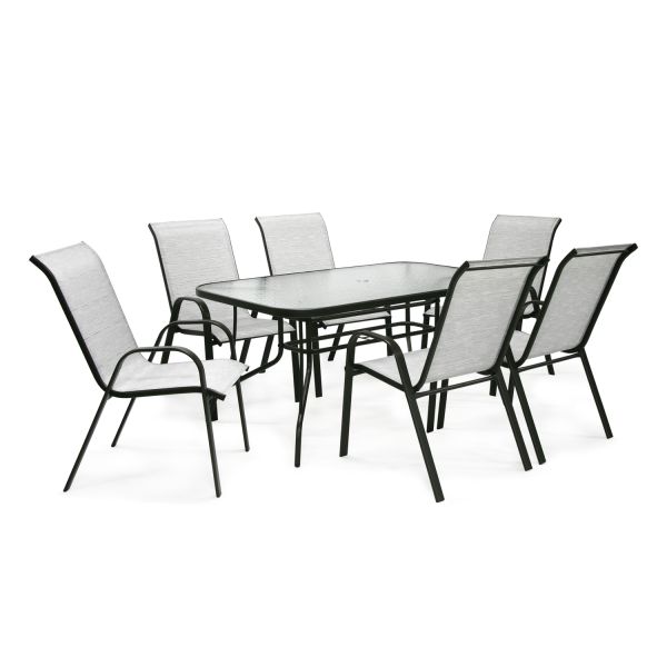 Garden furniture set DUBLIN table and 6 chairs, silver grey