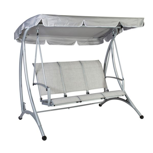 Садовая качель MAIRY 3-местное 193x114xH171cм, стальная рама, цвет: серый, сиденье: textiline, цвет: серый