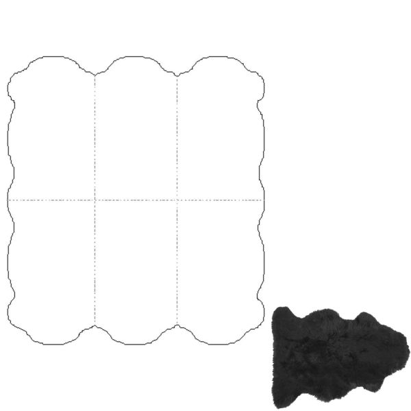Ковёр из шкуры овцы MERINO M 6x, 130x180см, чёрный