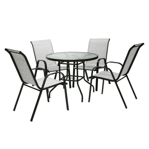 Garden furniture set DUBLIN table and 4 chairs, silver grey