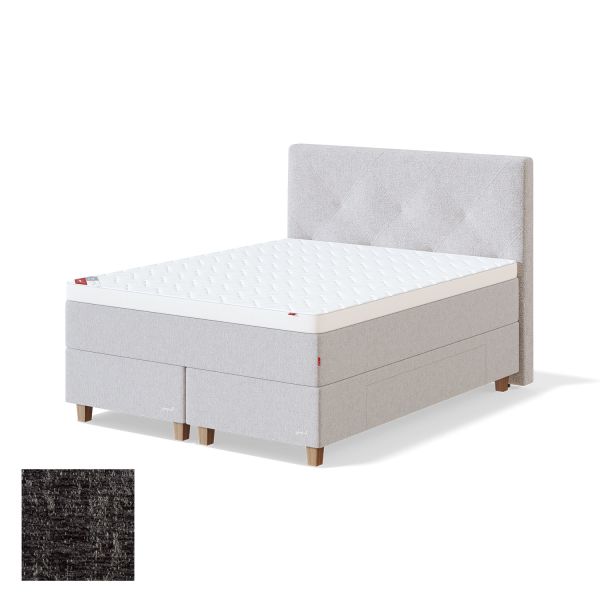 Continental bed with drawer BLACK CONTINENTAL AVOLA 160x200cm, soft, dark grey