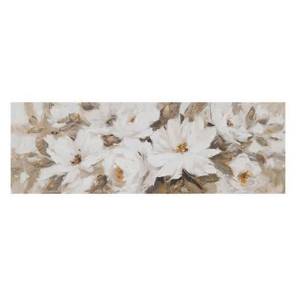 Oil painting 50x150cm, white flowers