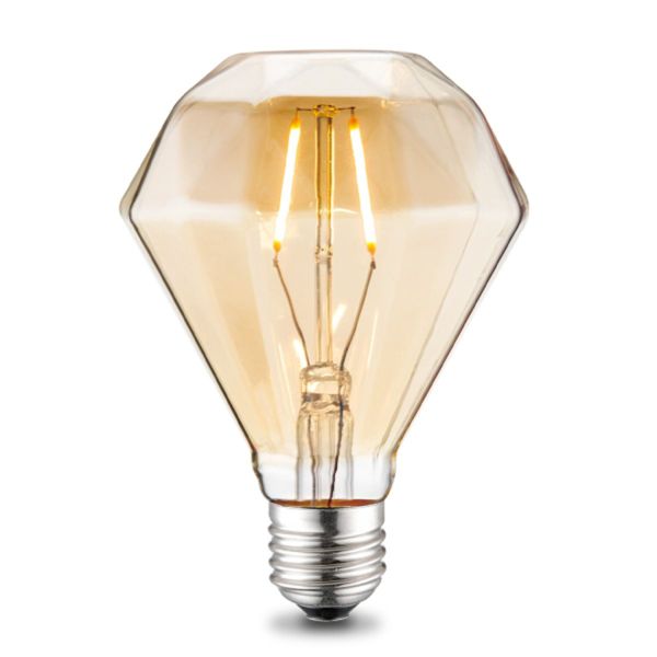 LED bulb JEWEL D11,2xH13,4cm, E27, 2W/160Lm, amber