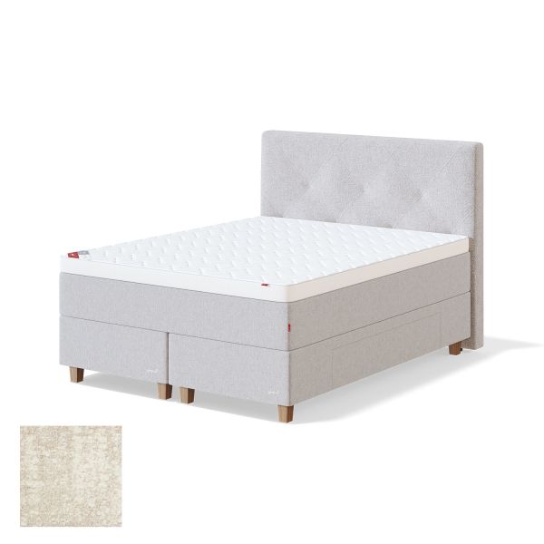 Continental bed with drawer BLACK CONTINENTAL AVOLA 160x200cm, soft, beige