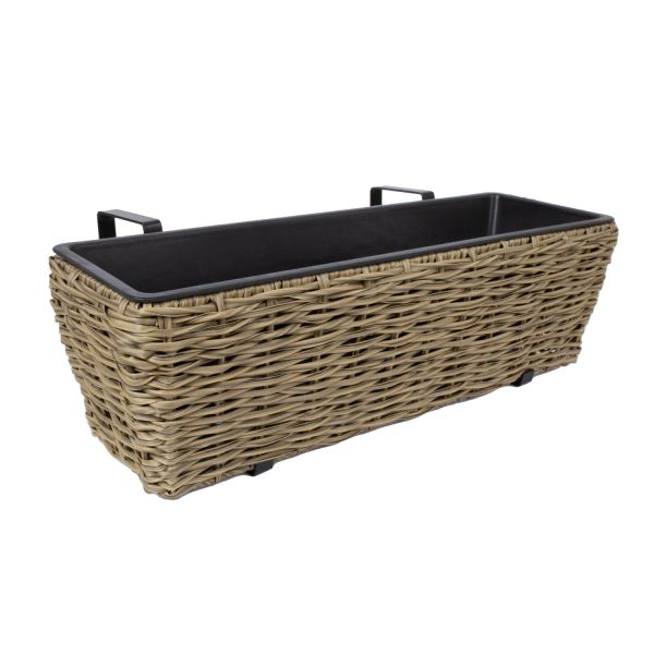 Balcony flower box WICKER 60x19xH18cm, beige