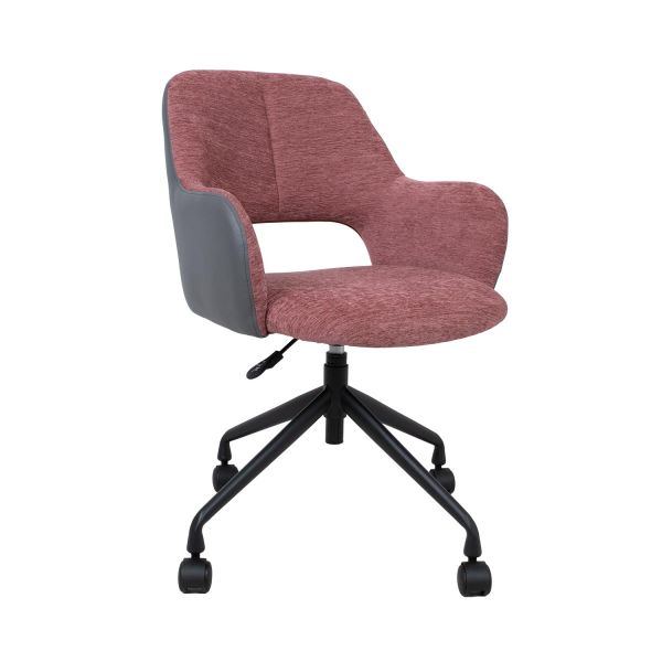 Task chair KENO with castors, dark pink/grey