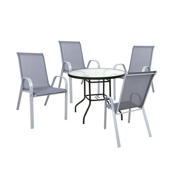 Garden furniture set DUBLIN table and 4 chairs, grey