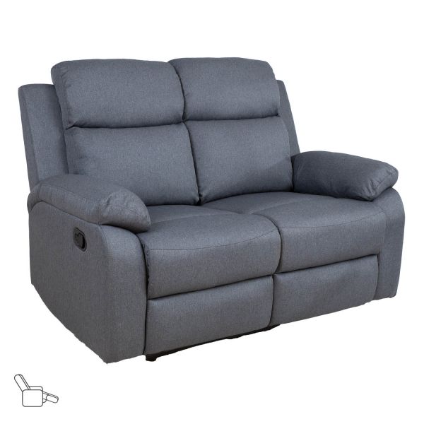 Recliner sofa REX 2-seater with manual mechanism, dark grey