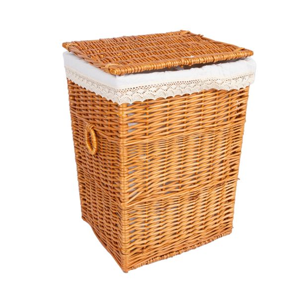 Basket MAX-2, 37x32xH52cm, brown with lace