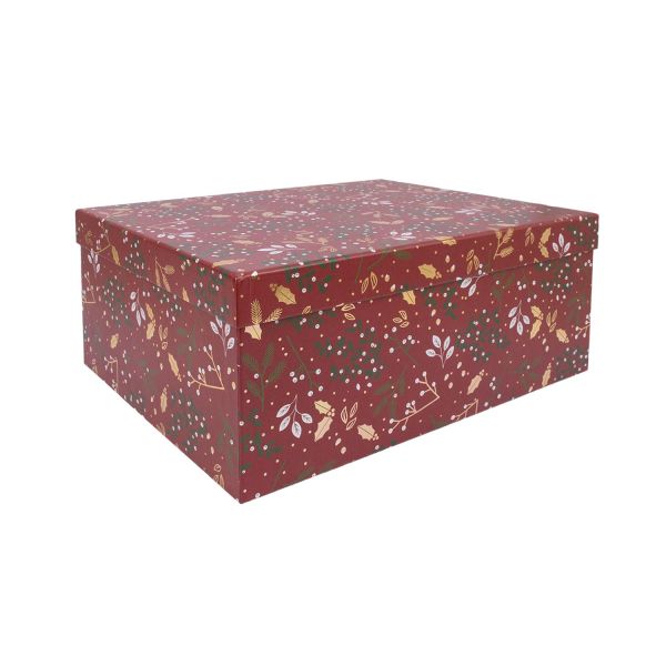 Box ARIEL-3, with a lid 33x25,5xH14,5cm, red/gold