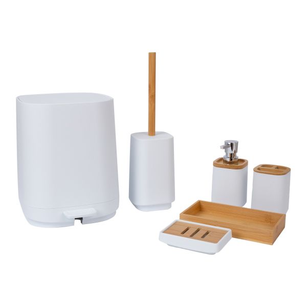 a set of bathroom accessories ELOI 6pcs, white