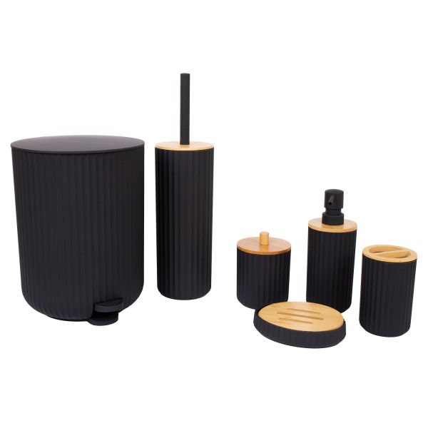 a set of bathroom accessories ELOI 6pcs, black