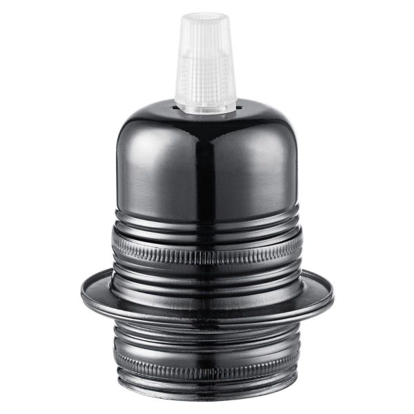 Bulb socket with dome ring E27 D6xH8,5cm, pearl black metal