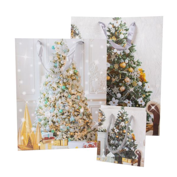 Gift bag XMAS TREE-1, 12x14x6cm, mix