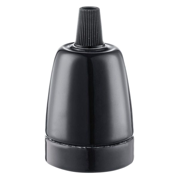 Bulb socket E27 D4,6xH8,2cm, black porcelain