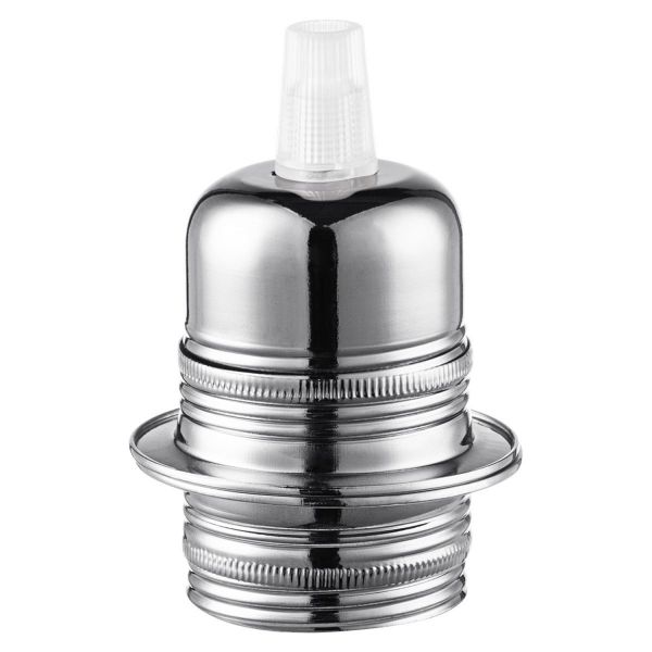 Bulb socket with dome ring E27 D6xH8,5cm, mat satin metal