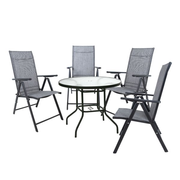 Garden furniture set DUBLIN table and 4 foldable chairs, grey