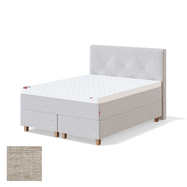 Continental bed with drawer BLACK CONTINENTAL VERANO 180x200cm, soft, light beige