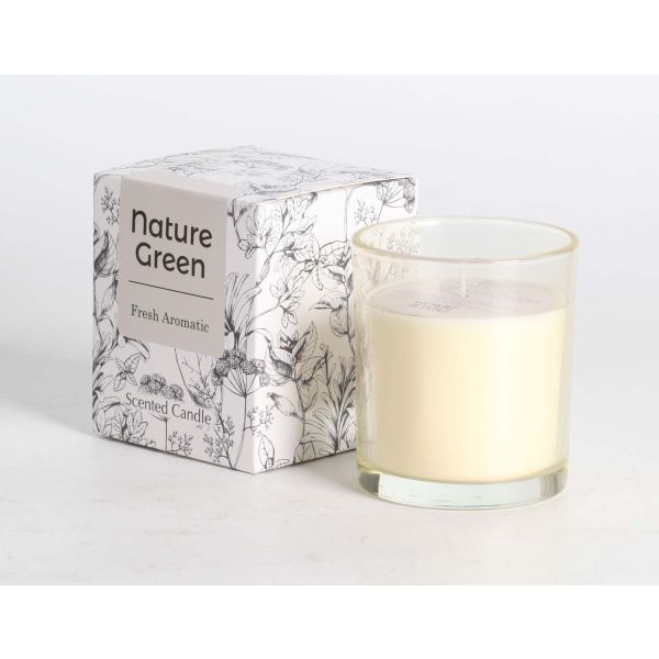 Свеча в стеклянном стакане NATURE GREEN H9,5см, Fresh Aromatic